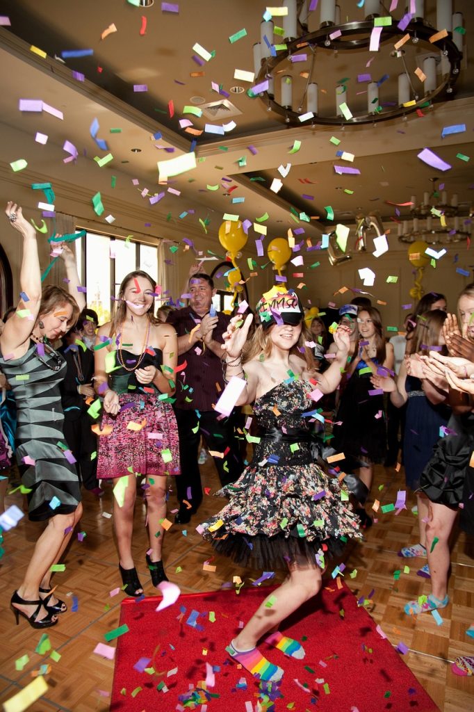 bat mitzvah, confetti, party